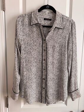 Equipment by Kate Moss-  Black and White Printed Button-Down Shirt
